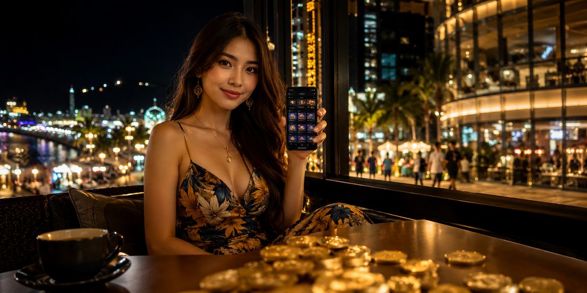 Người dùng tại Nha Trang nhâm nhi cà phê và kiểm tra ưu đãi cá cược trên điện thoại